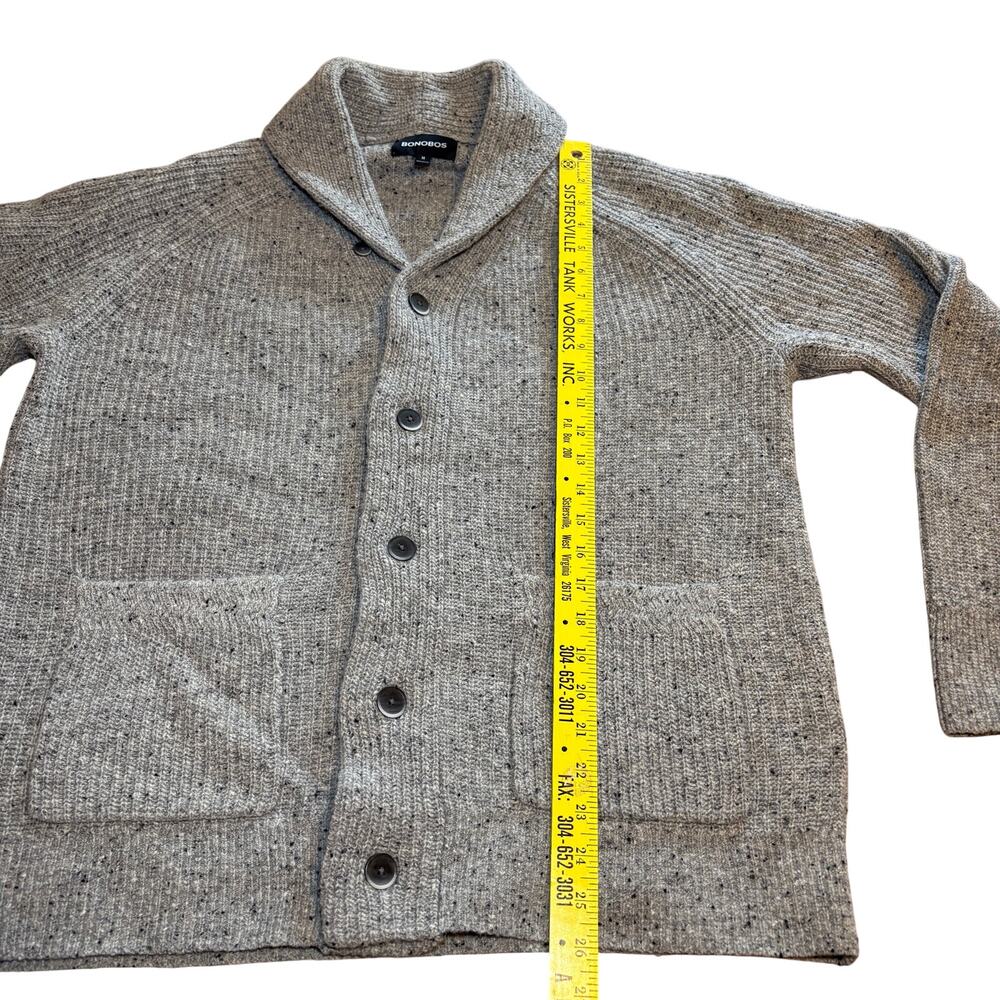Bonobos Shawl Collar Cardigan Textured Gray Knit Grandpa M Pockets Wool Blend - Picture 6 of 7